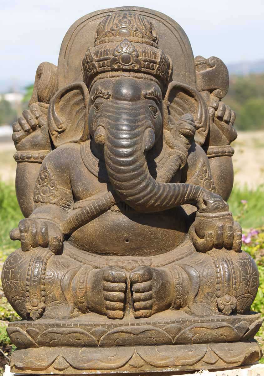 Stone Garden Hindu Ganesha Statue 28"